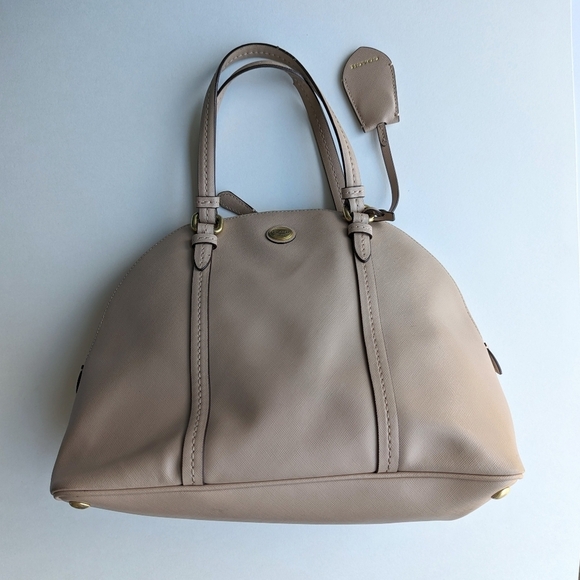 Coach Genuine Leather Cora Dome Satchel Top Handle Zippered Taupe Beige - Picture 3 of 15